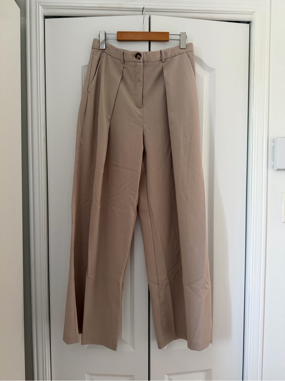 Dynamite Pleated Wide Leg Pants in Light Beige